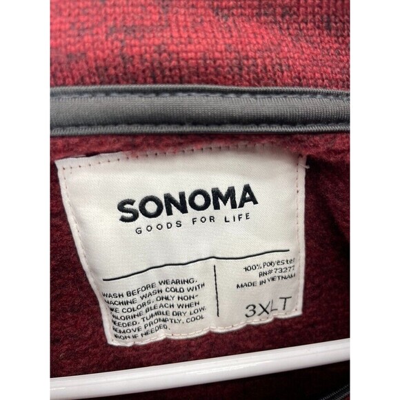 Sonoma Fleece Sweatshirt Men’s 3XLT Burgundy Black 1/4 Snap Mock Neck NWT - Picture 3 of 7